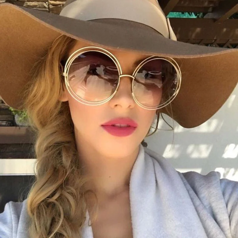 

Round Sunglasses Women 2021 New Oversized Women's sunglasses Vintage luxury Brand Designer Sun Glasses lunette de soleil femme