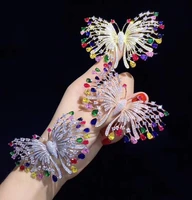 1pc 38x60mm golden plated multi color cz micro butterfly brooch