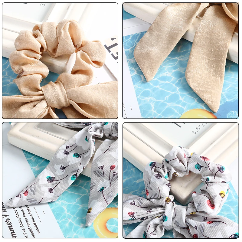 Женская резинка для волос AWAYT в богемном стиле с бантом однотонная хвоста