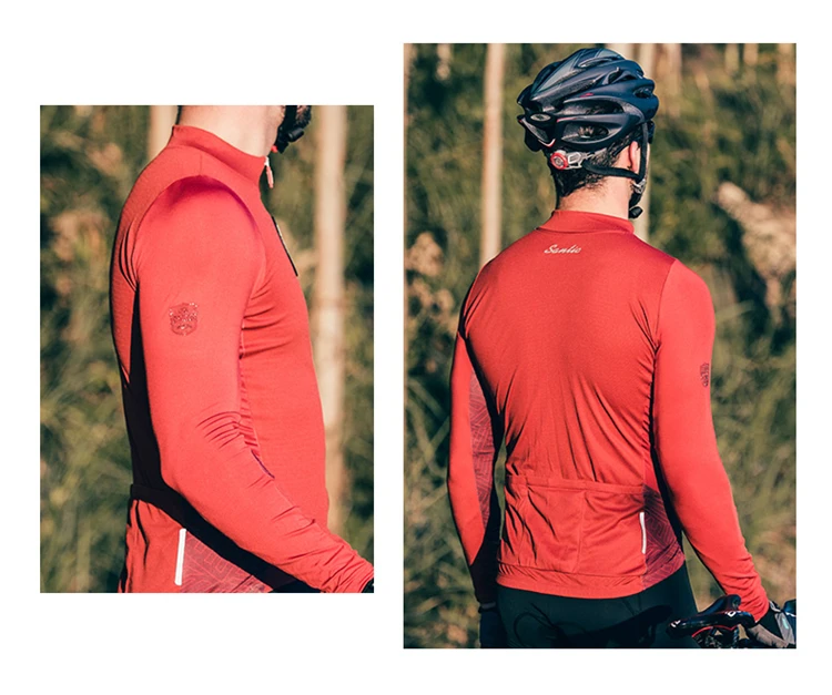 Santic для мужчин с длинным рукавом Майки для велоспорта комплект весна осень MTB дорожный велосипед Топ Джерси с 4D мягкие светоотражающие узкие брюки, штаны