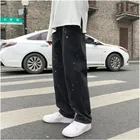 Новинка 2021, черные джинсы со Звездной вышивкой, мужская мода, Брендовые прямые свободные уличные брюки в стиле хип-хоп, жареные брюки большого размера с широкими штанинами