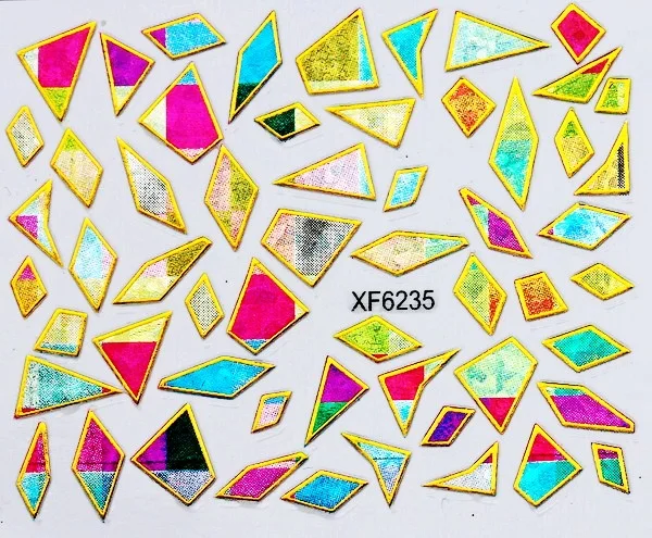 New 1 Sheet 3D Water Decals Nail Art StickersColored Polygon Mix Flower Shape for Nails Sticker Decorations Manicure | Красота и