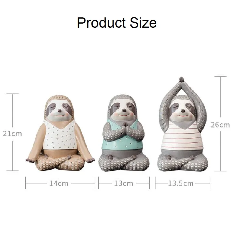 

Yoga Sloth Statue Home Decor Chindren Room Ornament Lovely Animal Sculpture Nordic Style Decoration