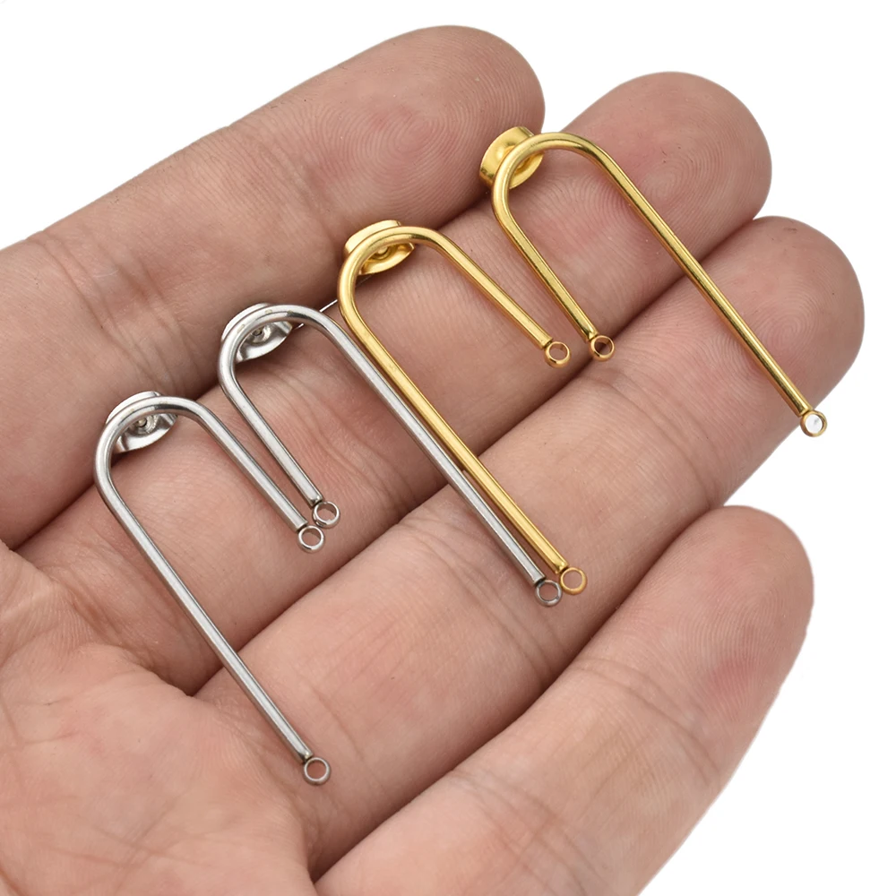 

10pcs/lot DIY Earrings Findings Stainless Steel Long Stick Post Connector with Gold Plated Jewelry Making Findings Wholesale