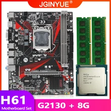 H61 motherboard LGA 1155 set kit with Intel Pentium G2130 CPU processor and 8GB(2*4GB) DDR3 desktop memory RAM USB2.0 H61M-H