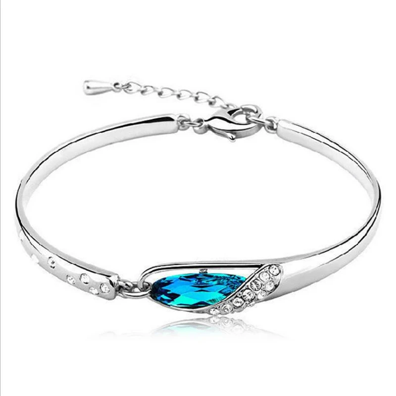 

KOFSAC New Charm Blue Zircon Bracelets for Women Fashion Bangles 925 Sterling Silver Jewelry Bracelet Lady Valentine's Day Gifts