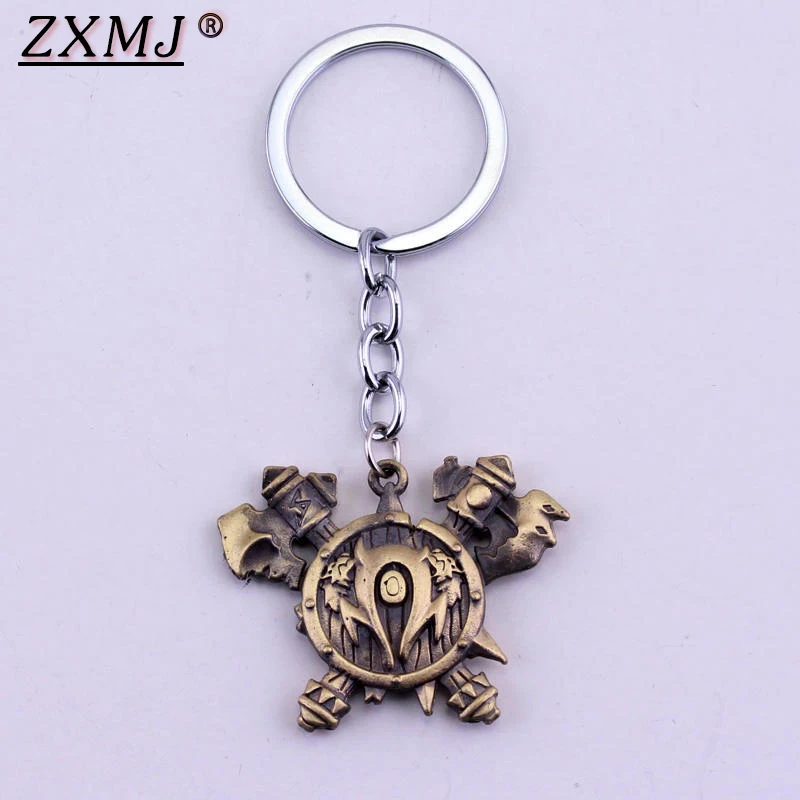 

ZXMJ World of Warcraft Keychain Lich King WOW Frost of Sorrows Keyrings The Symbol of Horde Key Ring for Car Holder Jewelry Gift