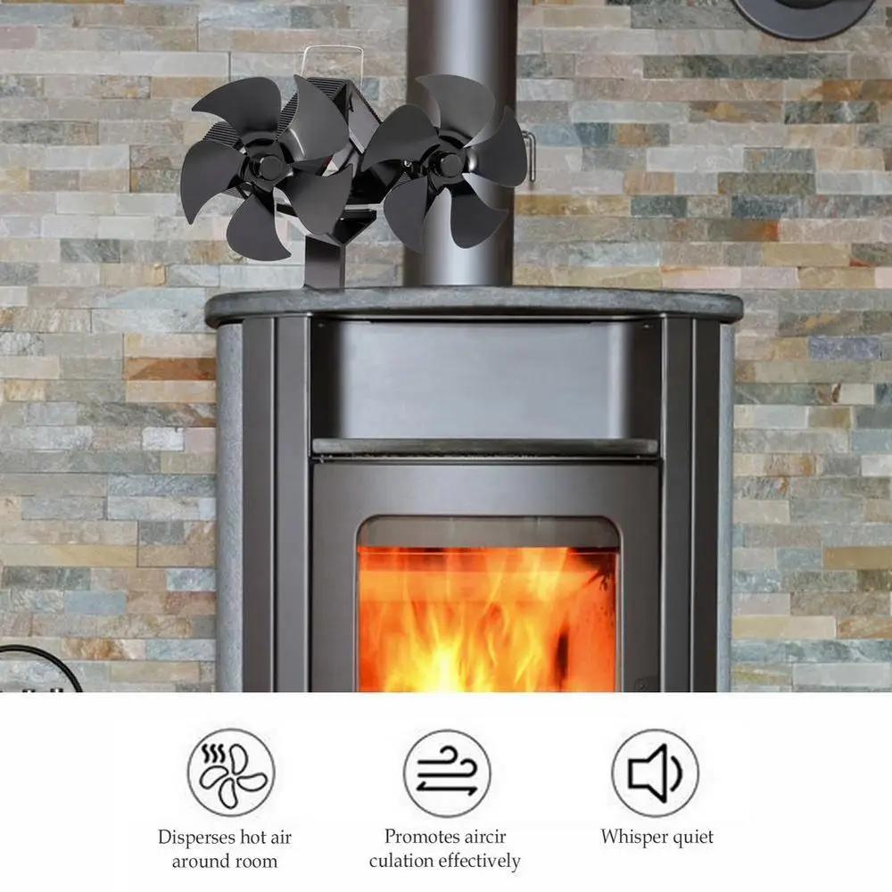 

Fireplace Fan Hot 10-blade Stove High-efficiency Selfrotating Fan Household Heating Accessories Powered By Heat No Need Assemble