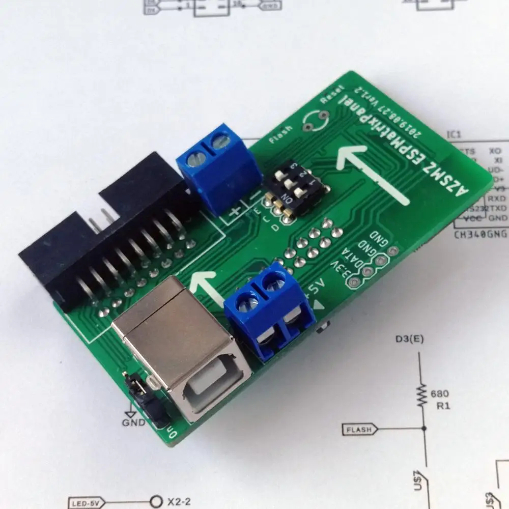 AZSMZ ESPMatrix панель RGB светодиодный матричный контроллер ESP8266 чип на макетной плате для PXMatrix arduino с открытым исходным кодом github