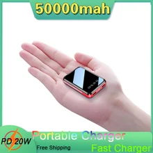 50000mAh Mini Power Bank Portable Charger PD 20W 2USB Port External Battery Fast Charging Powerbank For IPhone Xiaomi PoverBank
