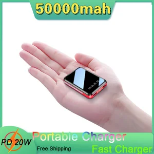50000mah mini power bank portable charger pd 20w 2usb port external battery fast charging powerbank for iphone xiaomi poverbank free global shipping