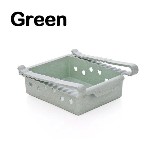GREEN ABS боковая стойка для хранения, органайзер, регулируемая полка для холодильника, держатель для ящика, органайзер, экономия пространства, фруктовая закуска, кухонная полка, полка - Цвет: GREEN