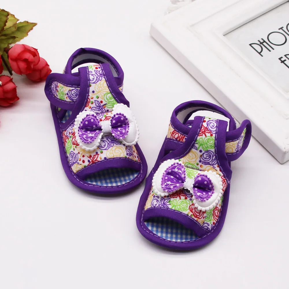 Босоножки для новорожденных девочек с принтом Нескользящие сандалии бантом