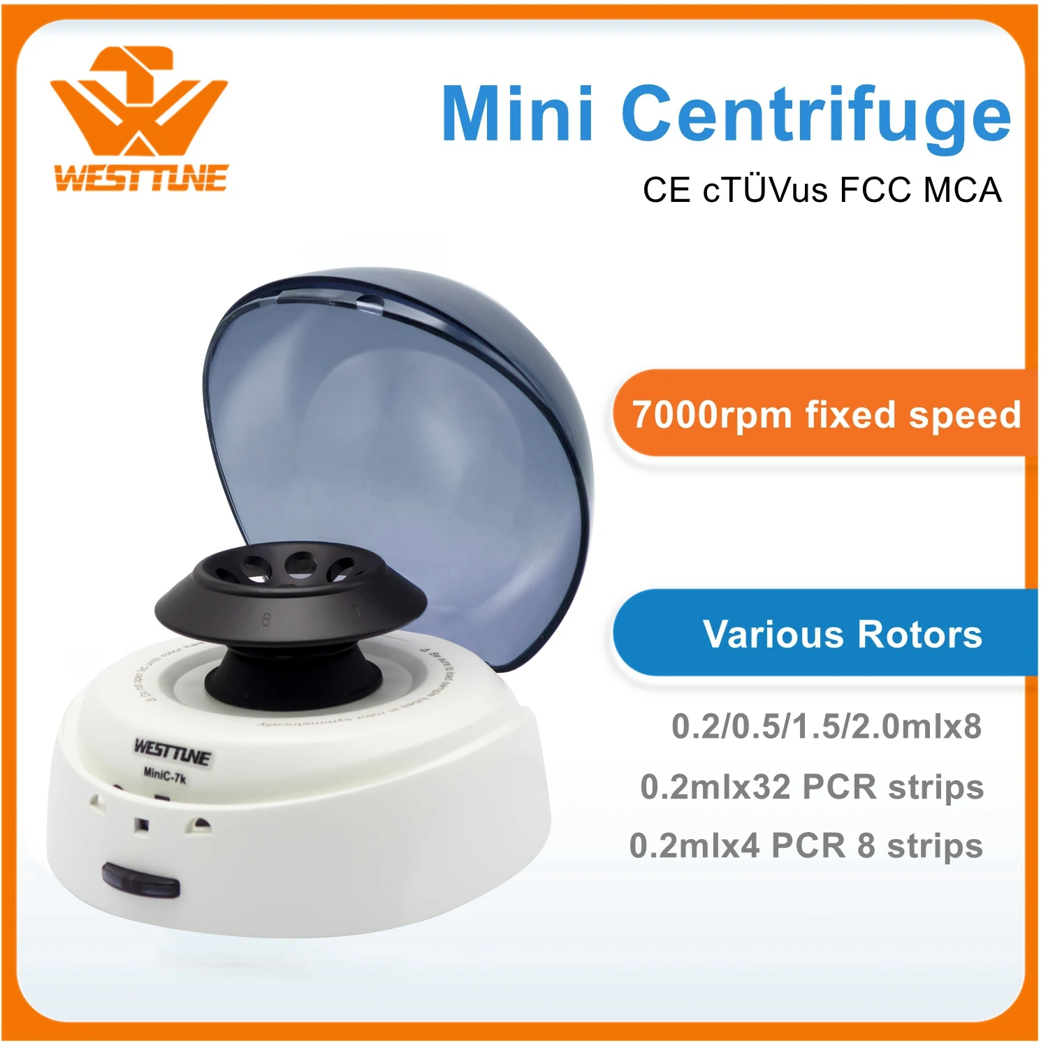 5000/7000rpm Mini Blood Centrifuge Laboratory Plasma Centrifu PRP PCR AC 100-240V Medical Centrifuge 0.2ml-2ml Tube Available