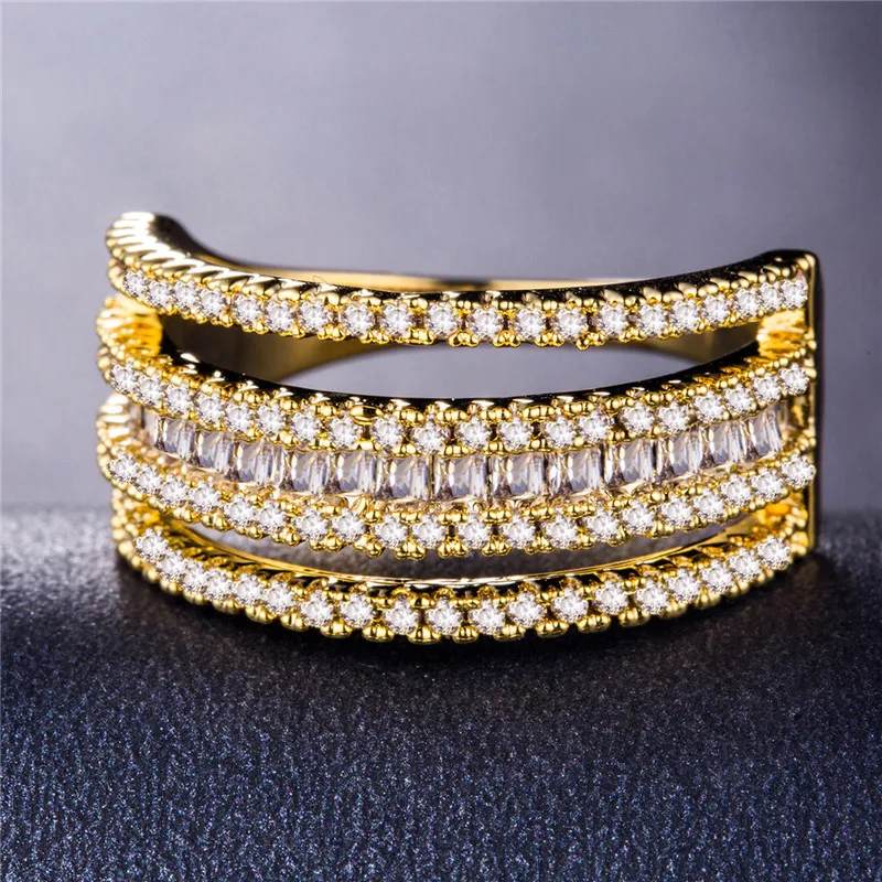 Модные ювелирные изделия UILZ многорядные обручальные кольца из фианита с