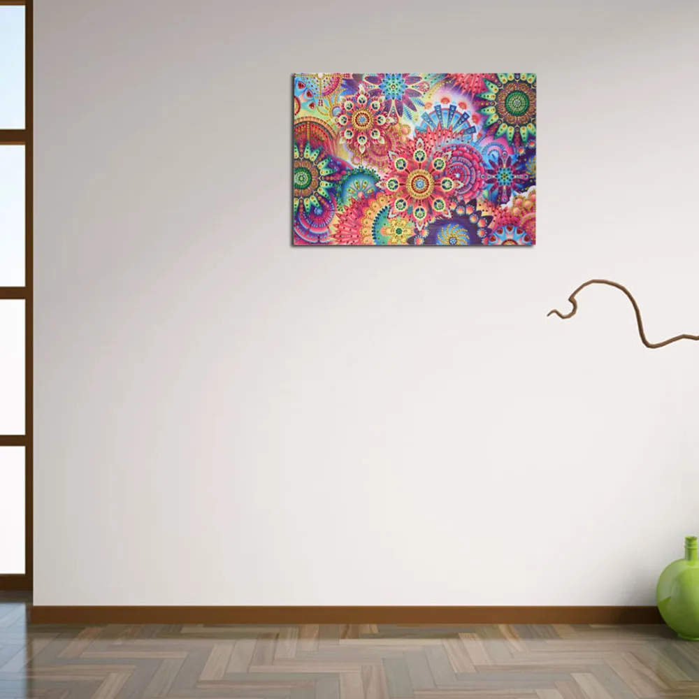 

40 x 30CM DIY Flower Pattern Unframed Resin Rhinestone Embroidery Painting Wall Decoration Printing Craft Kits