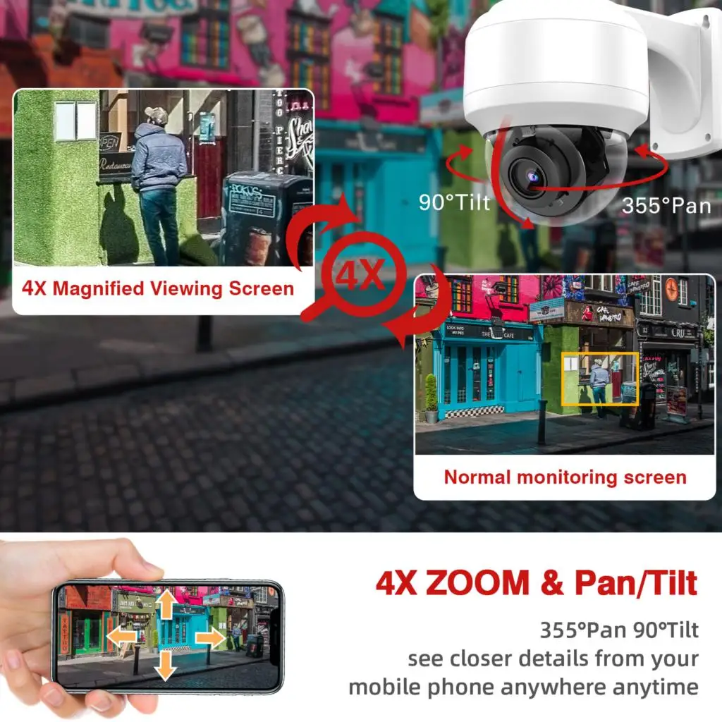 Купить IP-камера видеонаблюдения VIKYLIN, 8 Мп, 4K, PTZ, PoE, 2,8-12 мм, автофокус, 4-кратный зум, обнаружение, 5 МП, 2K, микрофон, совместимая с IPC, Hikvision, купольная кам...