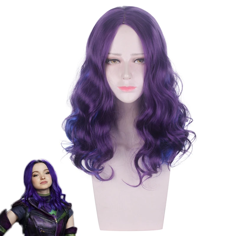 

Парик для косплея с кудрявыми волнами Descendants 3 Mal, термостойкие синтетические волосы для женщин, парики для косплея