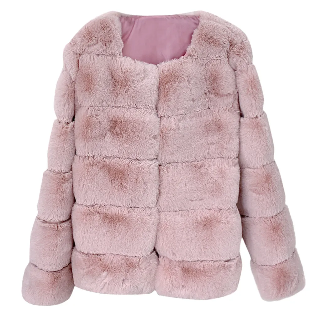 

Women Plus Size Short Faux Coat Warm Furry Faux Long Sleeve Outerwear Stand Collar Faux Fur Jacket Fur gilet fourrure 9.25LY