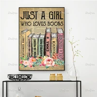 book lovers just a girl who loves books retro poster jane austen lovers wall art prints home decor canvas painting unique gift