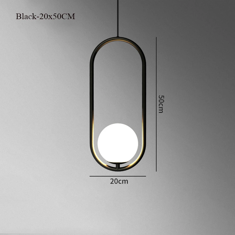 Black 50CM Современные светодиодные круглые стеклянные подвесная люстра в форме шара glod освещение светильник промышленный подвесной светильник столовая кухонный подвесной светильник - Цвет корпуса: Black 50CM