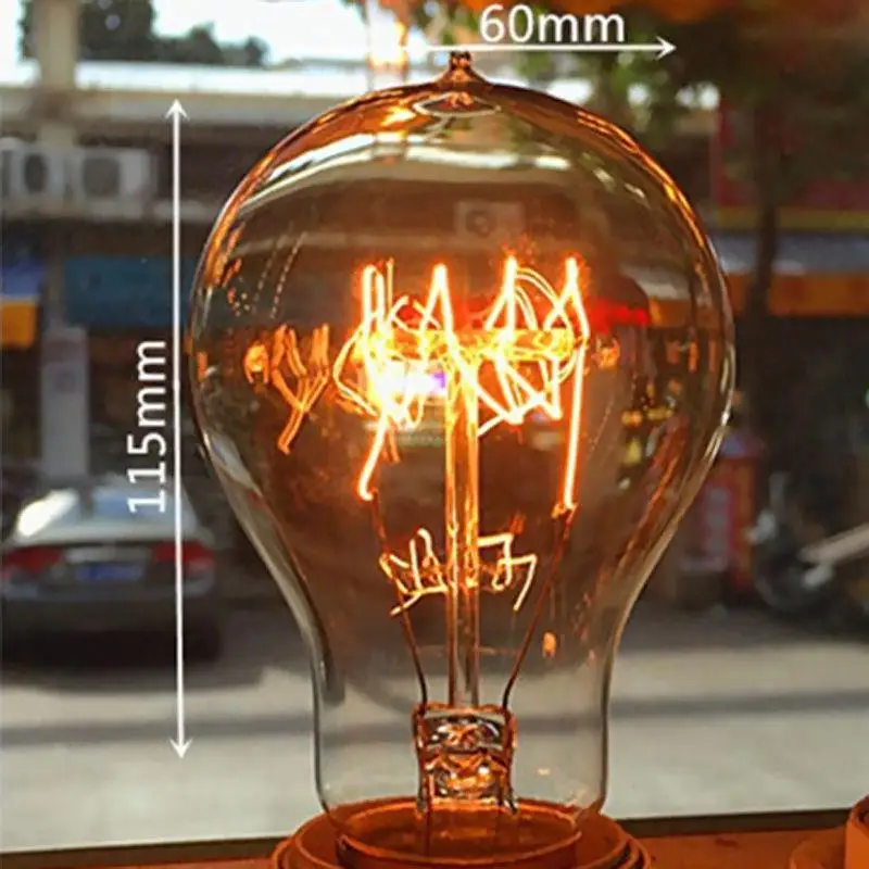 Ретро Вольфрамовая Эдисона лампа накаливания Креативный светодиодный E27 40W 220V