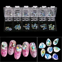 1box nail art crystals gems multi shapes flatback glass ab nail rhinestones diamond irridiscent 3d manicure accessories