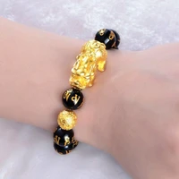 fashion unisex faux obsidian bead good luck pi xiu bracelet fortune jewelry gift