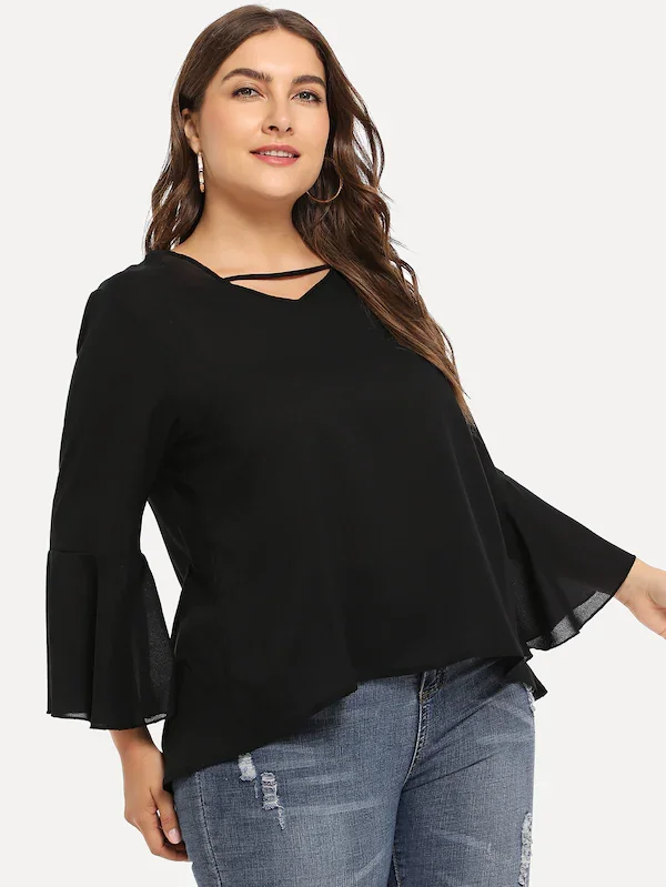 Большие размеры 6XL 5XL XXXXL 2019 летняя новая черная шифоновая футболка с длинным