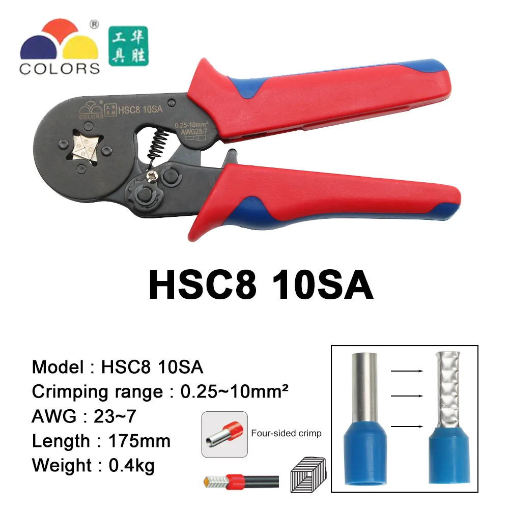 10SA HSC8 6-4A 6-6 мини-тип обжимные плоскогубцы 0,25-10 мм2 терминалы обжимные инструменты многофункциональный инструмент руки плоскогубцы hsc8 16-4 6-16 мм2 - Цвет: 10SA