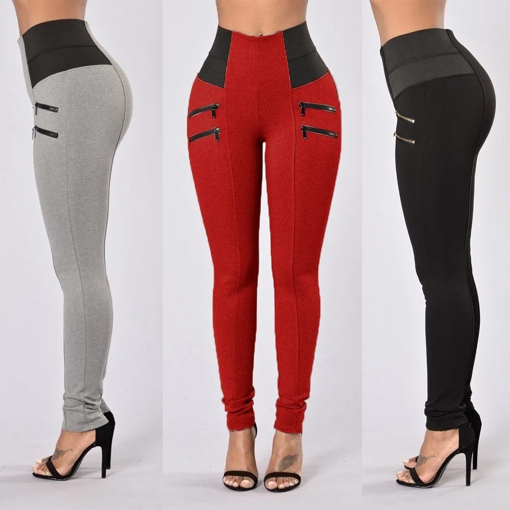 20194 молния Высокая талия строчка бедра маленькие ноги женские брюки | Женская