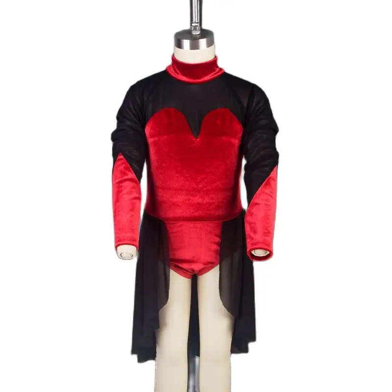 Костюм с длинным рукавом для танцев джаза и крана красный/черный костюм детей