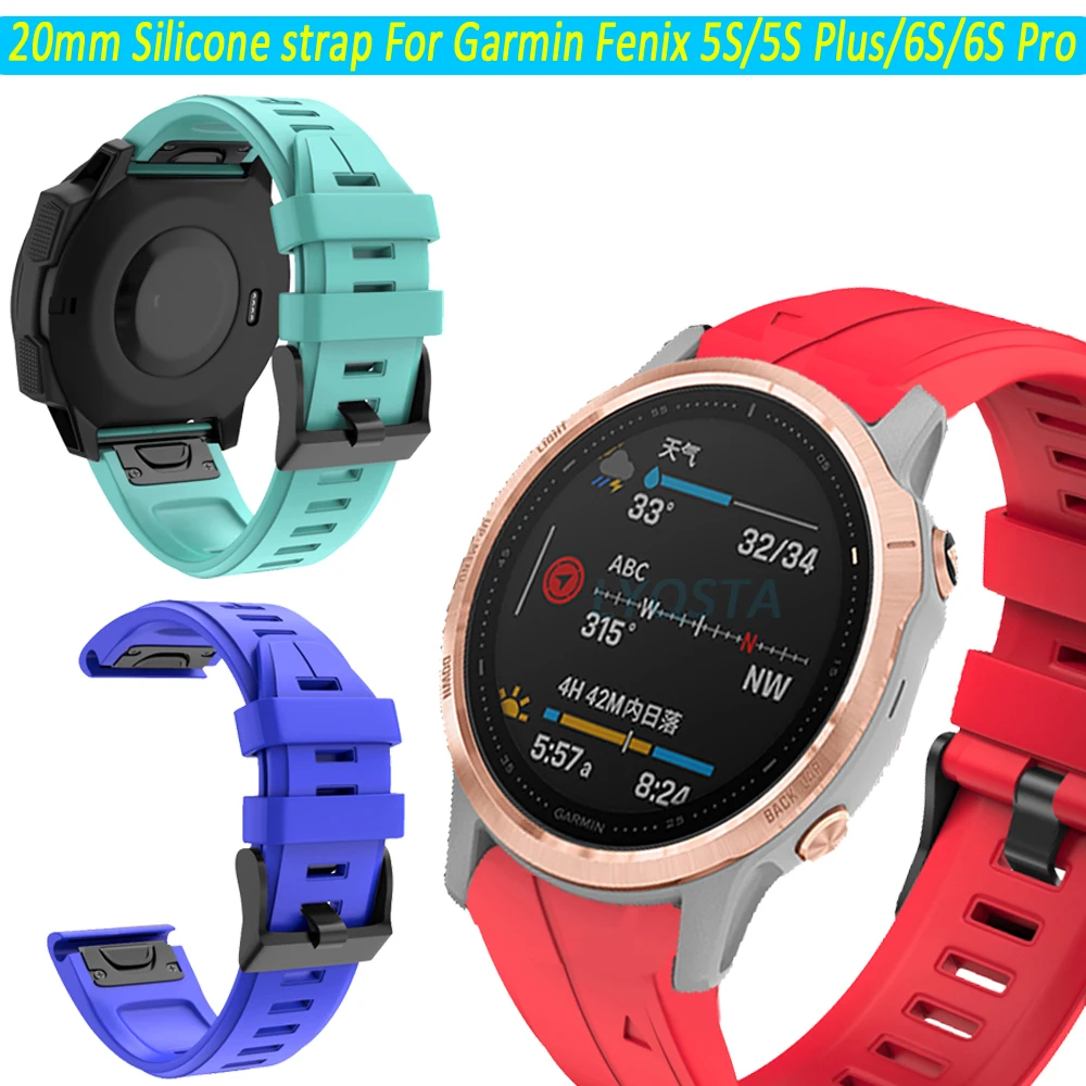 

20mm Watchband For Garmin Fenix 6S Pro 5S Plus Silicone Band Fenix6S Fenix5S Watch Easyfit Wrist Strap Accessories sports Correa