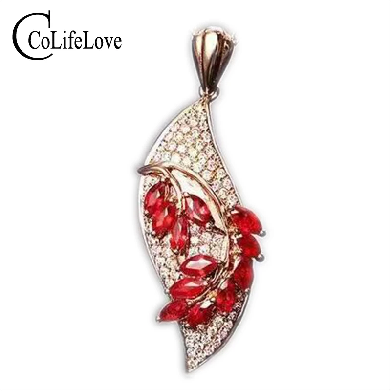 Мода 925 Серебряный Рубин ожерелье кулон с драгоценным камнем 12 шт. 2 карата