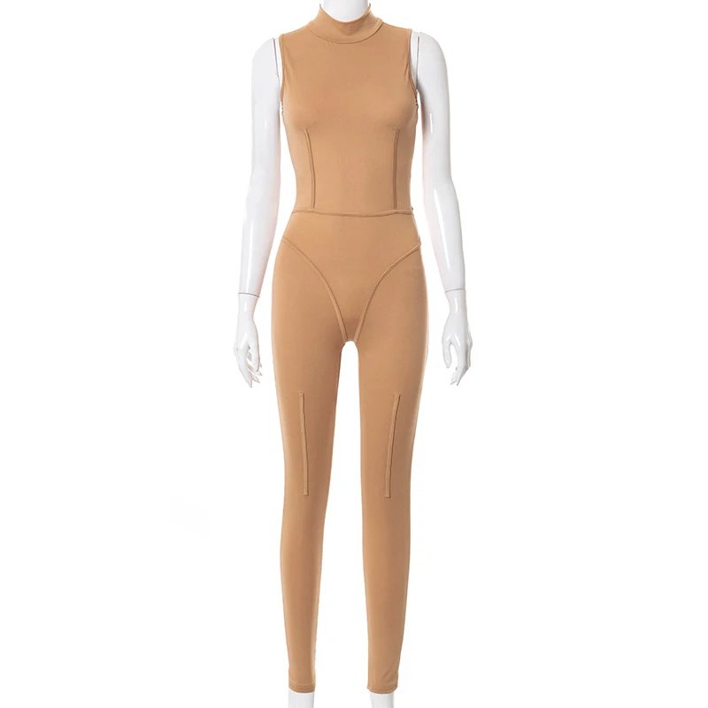 

Cutenove Casual Jumpsuit Summer Female 2021 Patchwork Solid Stretch Slim Soft ColorJumpsuit Women Streetwears