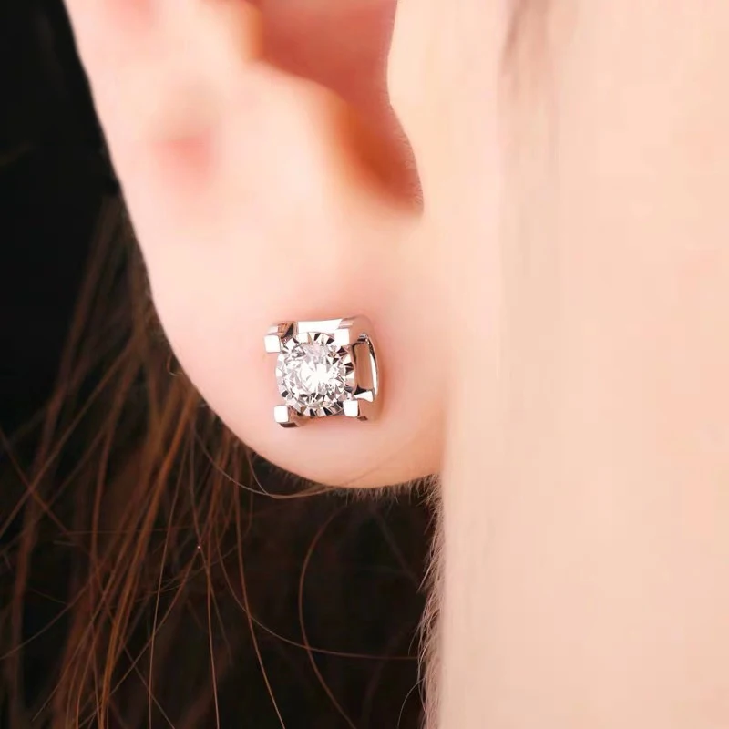 14 к серьги-гвоздики с муассанитом из белого золота 6 5 мм ясность VVS1 DF цвет