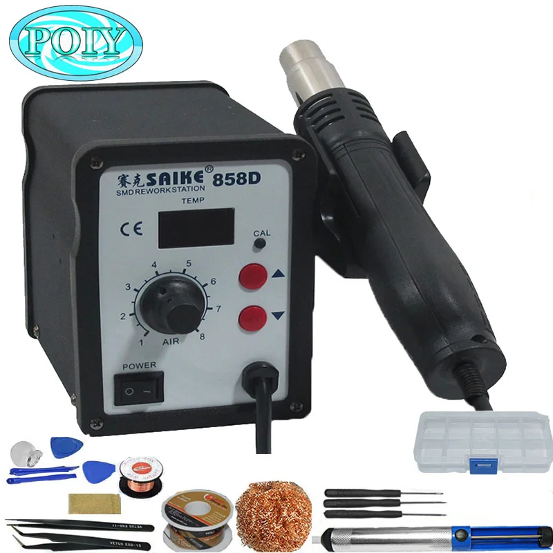 Saike 858d spadizione gratuita stazione di rilavorazione digitale pistola ad aria calda stazione di saldatura 700 w 220 v o 110V
