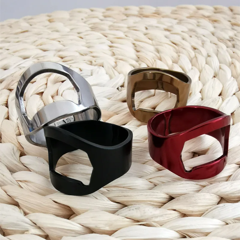 

4 Colors Mini Bottle Opener Stainless Steel Finger Ring Ring-shape Bottle Beer Cap Opening Remover Kitchen Gadgets Bar Tools
