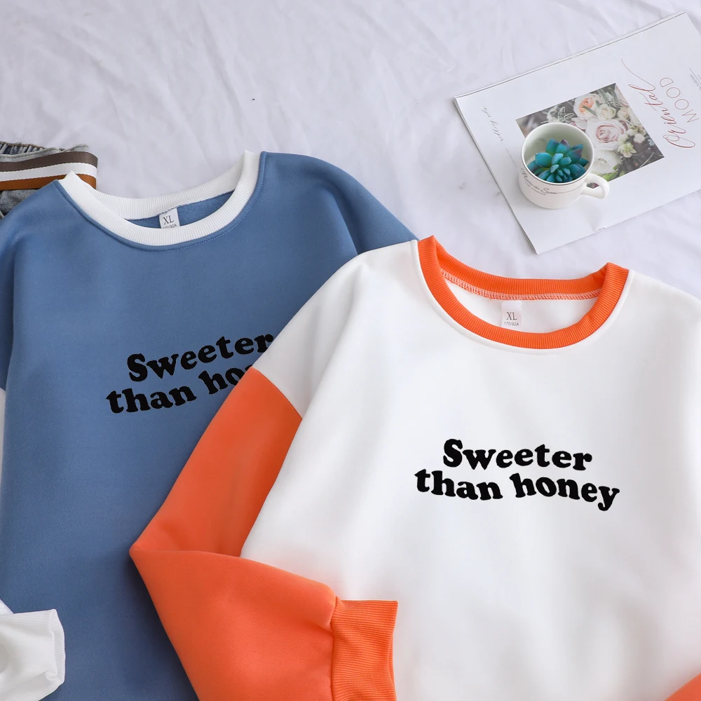 Новое поступление модные толстовки с надписью SWEETER THAN HONEY Повседневная Женская