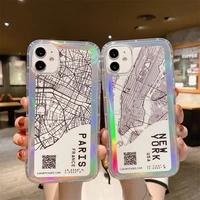 hot ins funny map label world ticke phone case for iphone 6 7 8 plus 11 12 pro x xs xr max soft silicon tpu back cover coque