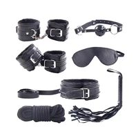 7 piecesset collar furry fuzzy bed bondage gear restraint set kit ball gag cuff whip sexy 2021 products sex toys for lovers