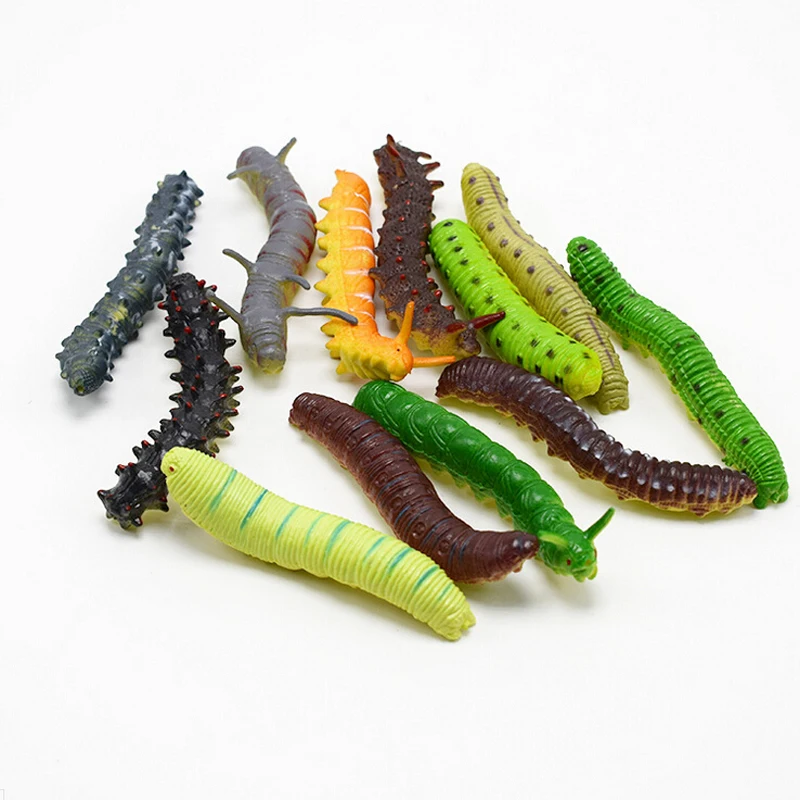 

12PCS/Set Simulation Caterpillar Green Worm Crawl Insect Animal High Quality Prank Tricky Persecute Others Toys