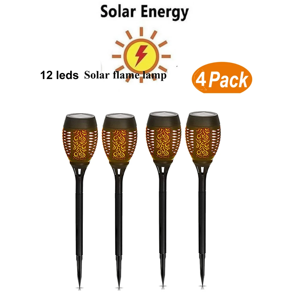 

4 pcs Solar Flame Lights Outdoor 33 Led Solar Garden Light Colorful Flame Torches Lamp For Courtyard Garden Balcony lanterns cam