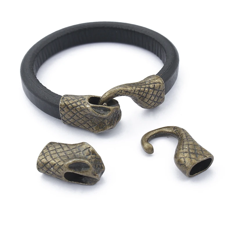 3 комплекта античных коричневых/серебряных змеиных крючков с застежкой для 10x6 мм