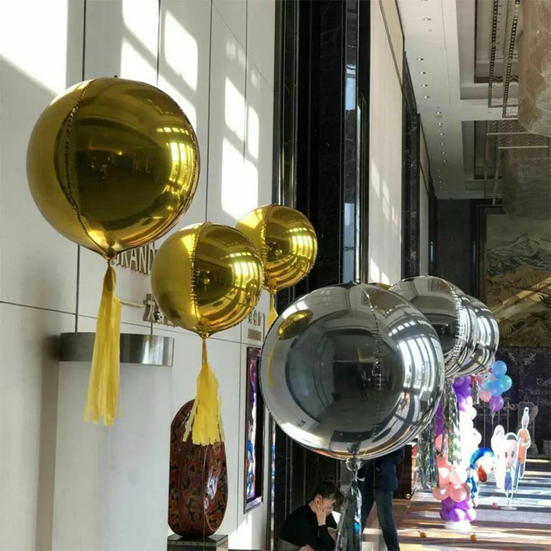 22 Inch Round Aluminum Foil Balloons Metal Garland New Year's Decoration Birthday Party Helium Tissue Paper Ballon Supplies | Дом и сад