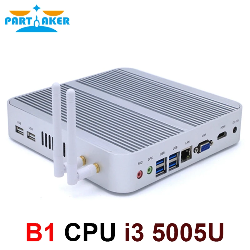 Причастник B1 Мини ПК Intel Core i3 5005U офисный компьютер 4K 300M WiFi HDMI VGA 6 * USB Gigabit Ethernet Windows 10
