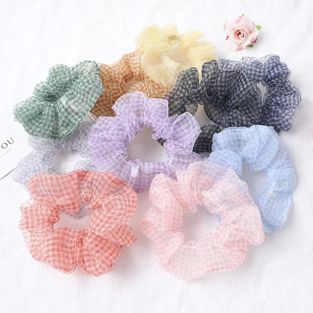 

Silky Satin Hair Scrunchie Women Elastic Hair Bands Super Fairy Small Organza Large Intestine Ponytail Hair Tie Rope Accessories