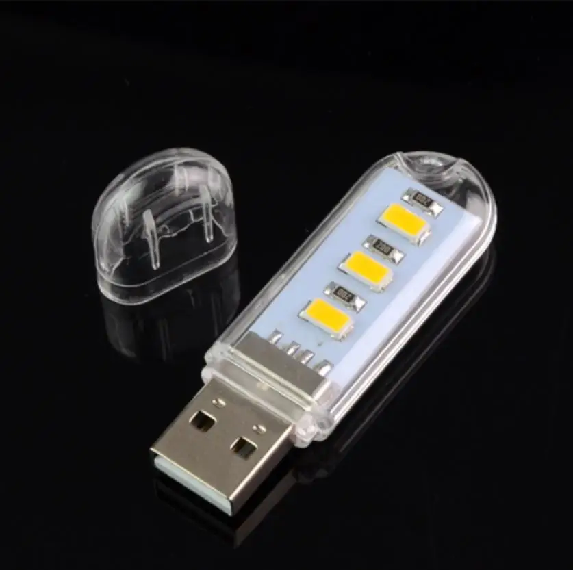 USB светильник светодиодный Ночной светильник 3 светодиодный s чтение светильник лампа Мобильный USB светодиодный лампа Теплый/белый для Тетрадь ноут 2 шт./упак