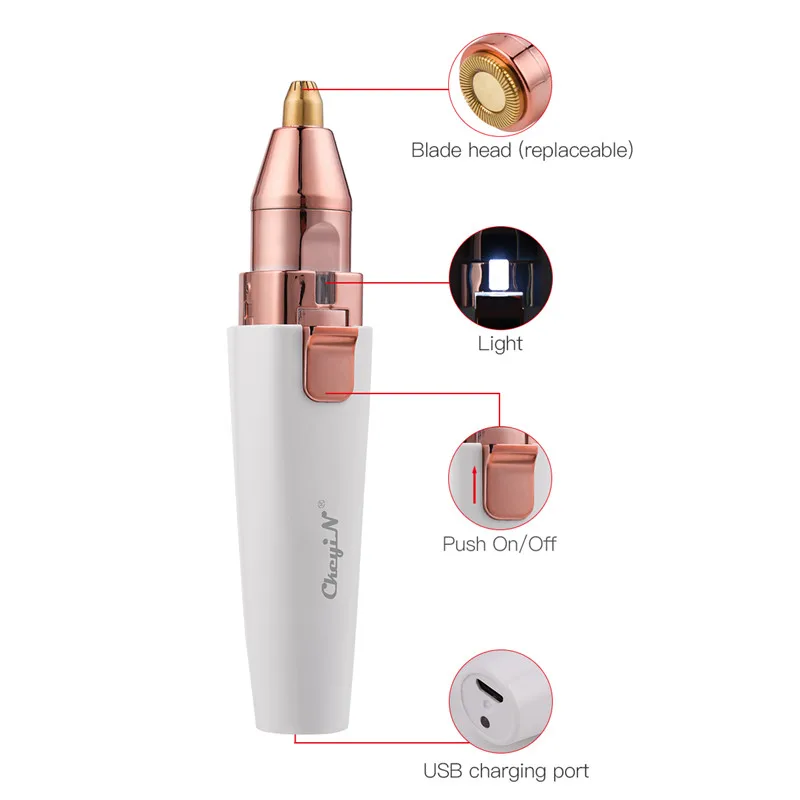 

2 in1 Electric Eyebrow Trimmer USB Rechargeable Eye Brows Epilator Face Hair Remover Painless Body Shaver Women Mini Makeup Tool