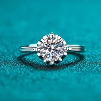 trendy real 1 carat d color moissanite diamond engagement rings for women 100 925 sterling silver wedding ring with gra gift